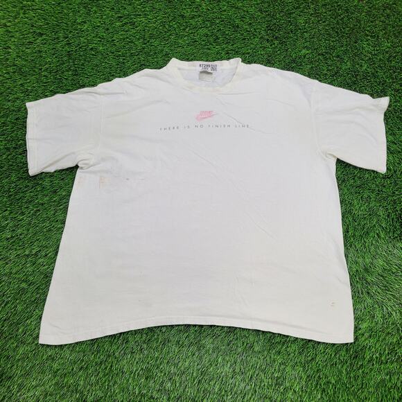Vintage Y2K NIKE Center Swoosh Shirt 2XL 28x29 White Baggy - Picture 1 of 16